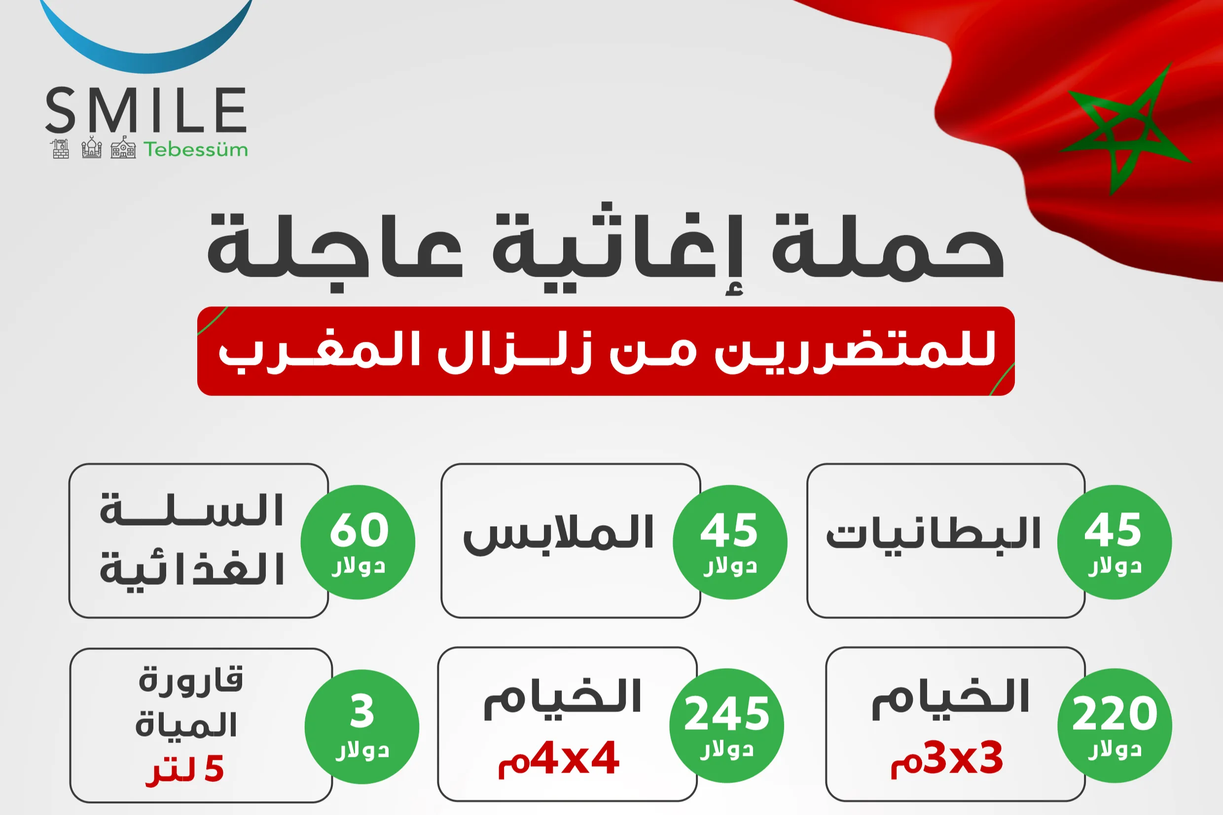حملة إغاثية عاجلة للمتضررين من زلزال المغرب
